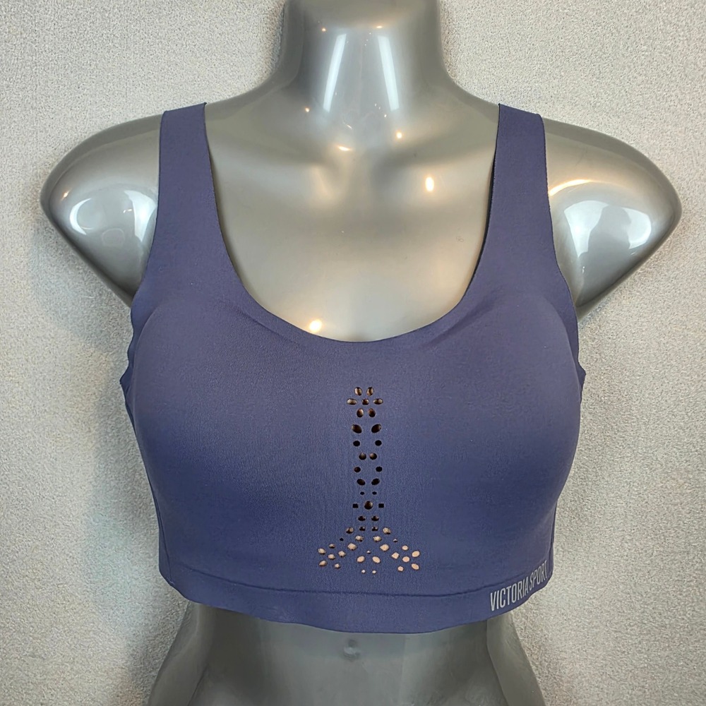 Victoria Sport Angel Max Sports Bra 32D Purple Laser Cut High Impact Strappy